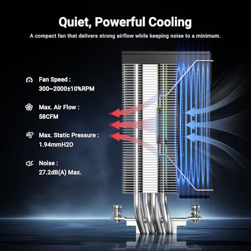 ID-COOLING SE-214-XT V2 ARGB CPU Air Cooler, 4 Heat Pipes, 120mm ARGB PWM Fan, Direct Contact Heatsink, Intel LGA1700/1200/115X & AMD AM5/AM4 Compatible by ID-COOLING - Image 5