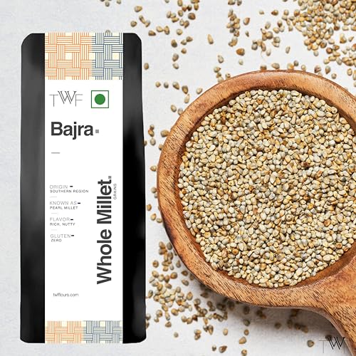 Image of TWF Unpolished Bajra Whole Millet | 2 Kg |Bajri Grain | Desi Bajra | Sajje | Kambu | Pindi | Sajjalu | Pearl Millet | Hulled | Gluten-Free | High Fiber | Nutrient-Rich Supergrain