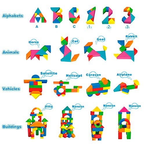 Mini Tudou 137 Pcs Foam Blocks For Toddlers, Soft Stacking Building Block Toys Set For Kids, Boys And Girls #TOP2