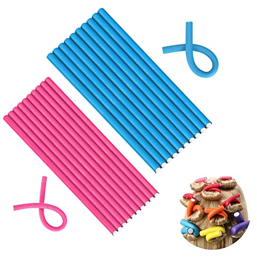 Flexible Hair Curler,20 Pieces Flexible Bendy Curlers,Curling Flexi Rods Hair Curlers no Heat for Long Short Hair,Hair Curlers Bendy Rollers for Girls Women Sleeping Styling Hairdressing(Color Random)