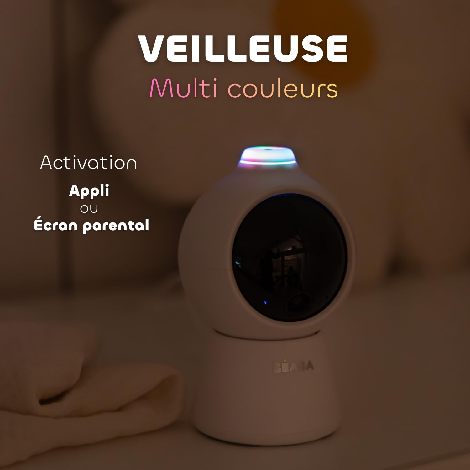 BÉABA Zen Smart AI Babyphone Vidéo 3 en 1, Blanc | Caméra 360° Full QHD 4MP, Écran HD 720p, IA Détection Retournement, Vision Nocturne, Application Mobile