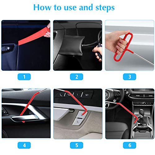 XYK Full Professional Automotive Car Tool Kit with Long Reach Grabber, Air Pump Bag and Non Marring Wedge, Professional Emergency Automotive Tools for Cars Trucks