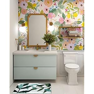 Roseate Leaves Super Soft Anti Skid (40x60 cm) Microfiber 2000 GSM Bath Mat Super Absorbent Mats for Bathroom/Bedroom/Kitchen/Door Mat/Floor Mat (White & Green) Pack of 1