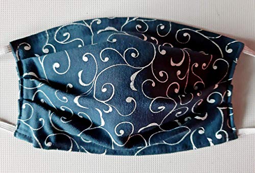 Alltagsmaske Behilfsmaske Mund Nasen Maske Mundabdeckung Baumwolle marine/weiß