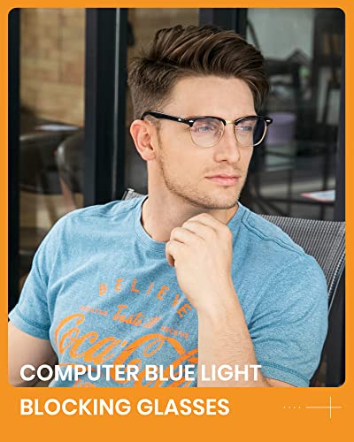 Cyxus Computer Blue Light Glasses For Men Black Semi Rim Crystal Lens Glasses Uv Blocking Gaming Eyewear Non-Prescription Eyeglasses Frame thumb #3