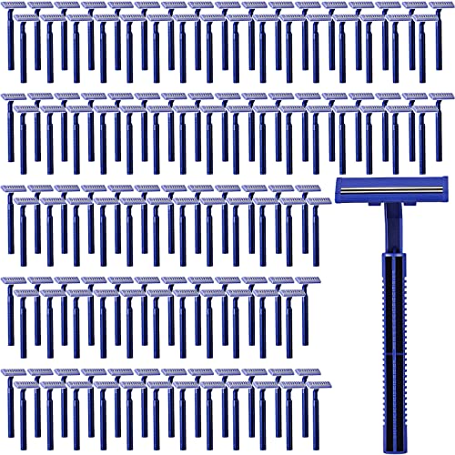 Disposable Twin Blade Razors for Men Blue Men's Razors Bulk Individually Plastic Men Shaving Razor Multipurpose Portable Shave Razor Manual Men's Disposable Razors for Bathing Hotel Travel (200 Pcs)