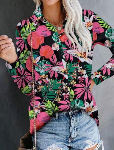 Image of Magritta Women's Shirts Fashion Casual Loose Fit Long Sleeve Button Down Lightweight Collared Blouse Tops