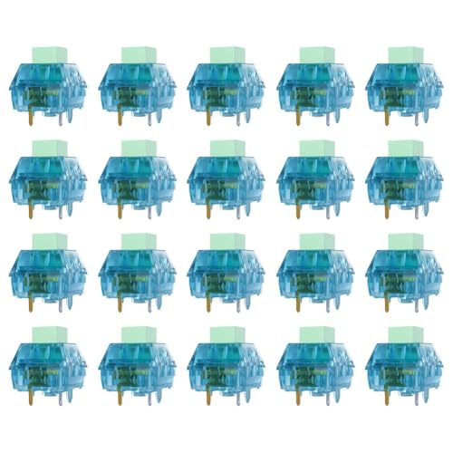 FACAIIO Paquete de 20 interruptores de teclado mecánicos de perfil bajo de 5 pines, azul táctil, 80 millones de pulsaciones, juegos y oficina