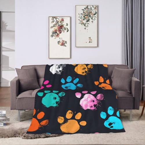 Couverture imprimé patte de chat coloré pour rafraîchir un canapé usé facilement