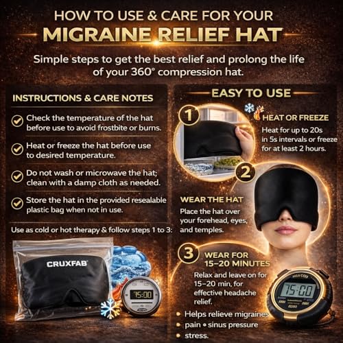 Image of Migraine Relief Cap for Migraines, Headaches, Sinuses, Tension Relief Headache Relief Cap for Men & Women Hot & Cold Therapy Relaxing Thermax Migraine Miracle Cap, Migrane Relaxing Cap(Multicolor)