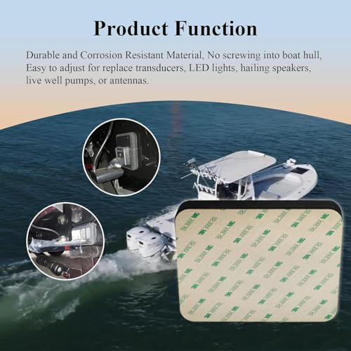 Image of Jumbo Size 6.5 inch x 4.75 inch x 0.87 inch Pad,Screwless Transducer Mounting Plate Kit | Marine-Grade Transducer Mounting Board Hardware Kit, for Large 3D Scan Transducers, with Cleaning Wipes, Scouring Pad & Clips