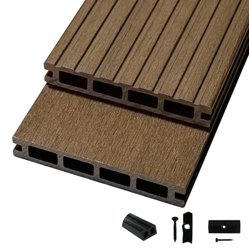 Woodstore24 Terrassendielen WPC Diele Komplettset WoodoRhodos (20 x 120 mm Länge: 2 4 m) Braun (Braun 6 m)