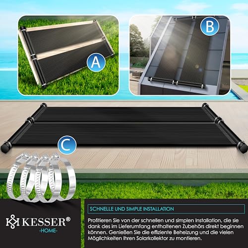 KESSER® Solarkollektor Poolheizung Warmwasser Heizung Solarheizung für Pools Schwimmbad l Beliebig erweiterbar l UV-beständiger Kunststoff (300 x 70 cm)