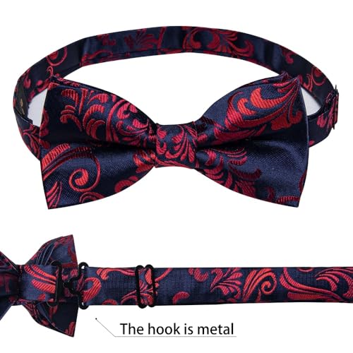 Corbata de moño floral de seda pre-atada con gemelos miniatura 3