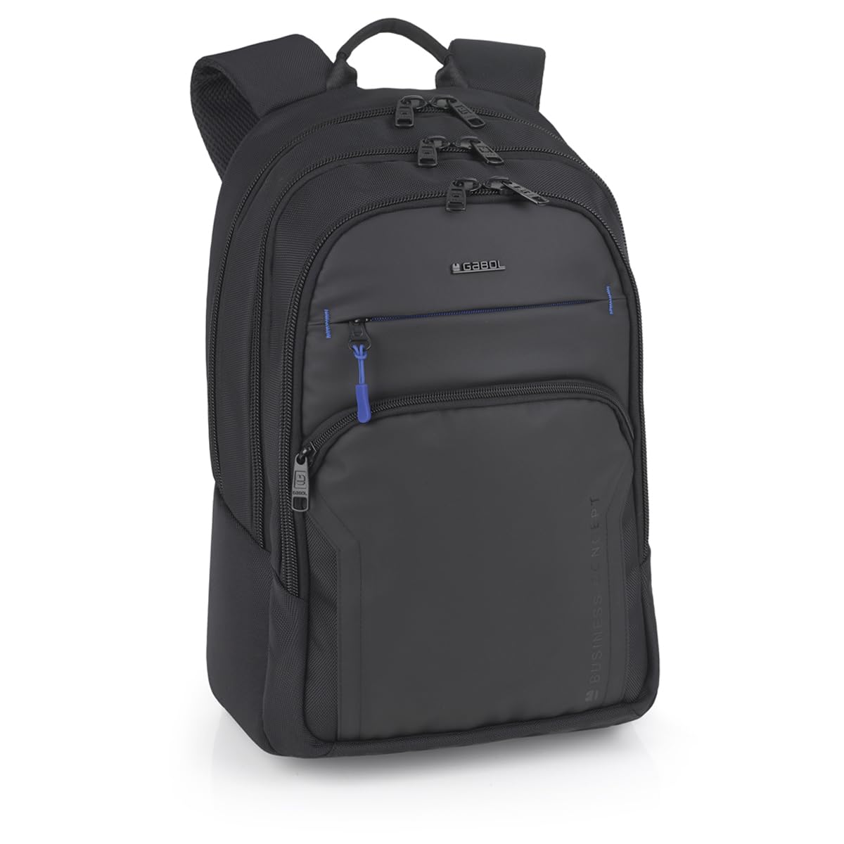 Gabol - Mochila para Portátil 15,6" Pixel 33x47x19 cm - Capacidad 25L - 3 Compartimentos y Acople a Maleta - Diseño Español en Poliéster Resinado y Libre de PVC - Negro