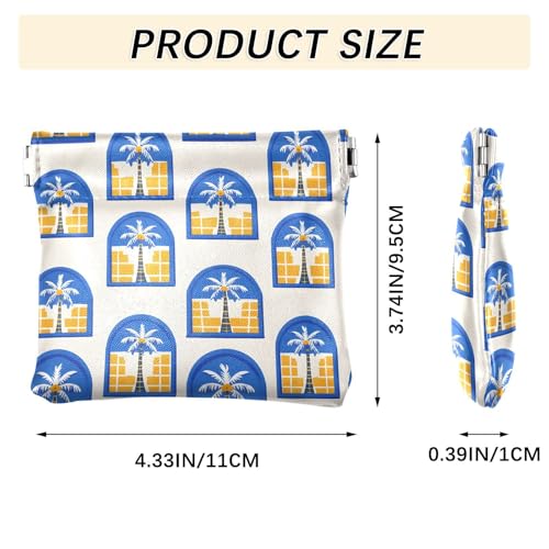 Coin Purse for Women Blue Coconut Tree Coin Pouch Change Holder PU Leather Mini Wallet Portable Coin Bag Money Pocket3