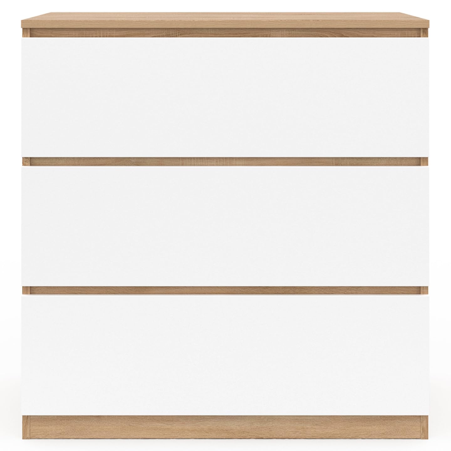 IDMarket - Commode 3 tiroirs TOMI 78 cm façon hêtre et Blanc