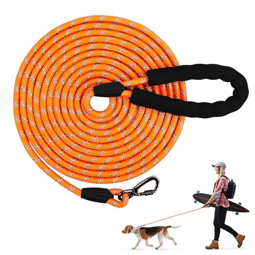 Hundeleine Biothane Schleppleine 5m Leine Hund für Kleine Mittlere Große Hunde Leicht Katzenleine Laufleine Hausleine für Hunde Führleine Hund mit Gepolsterten Griff und Karabiner Lange Dog Leash