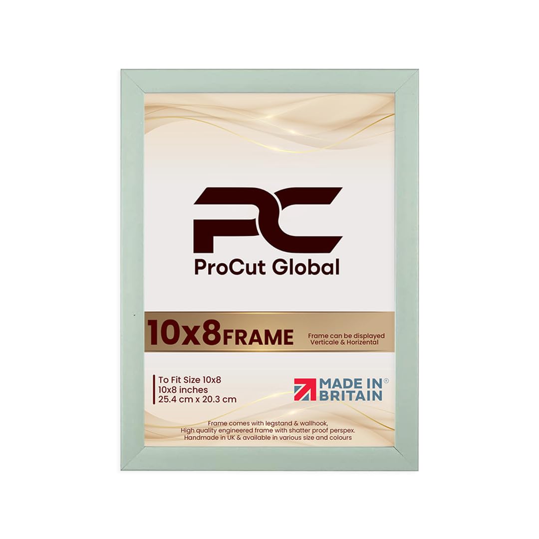 Green Procut Global 10X8 Modern Frames With Safe Perspex Front & Wall Hanging Hooks - Premium Synthetic Wood-Handmade Frames
