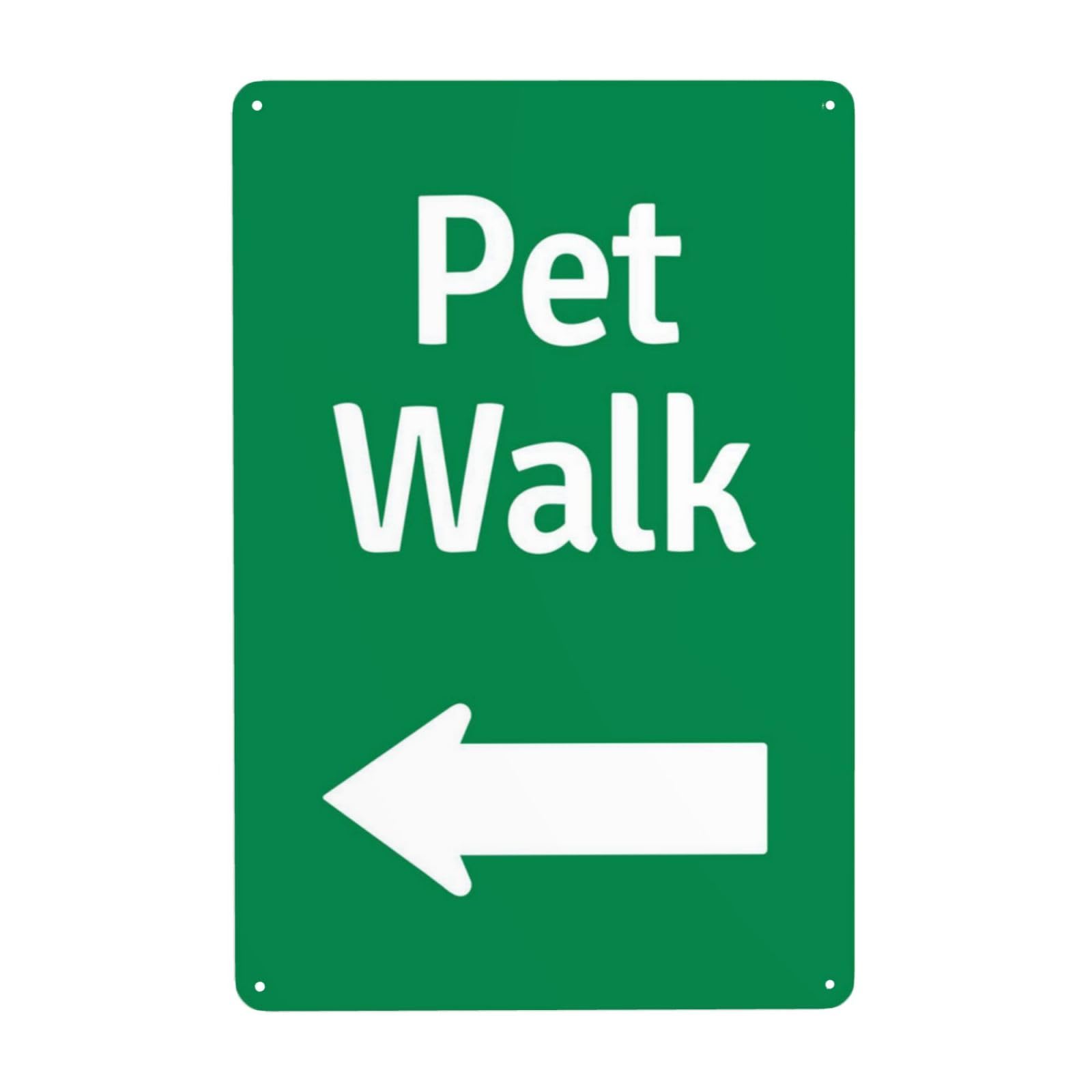 Pet Walk Zone With Left Arrow Vintage Metal Direction Guide Sign 12x8 Inch
