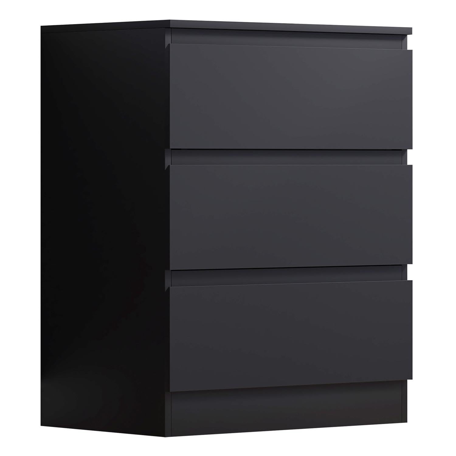 FWStyle Large 3 Drawer Chest Bedroom Furniture Deep Drawers in Matt Black (W60 x D40 x H77cm)