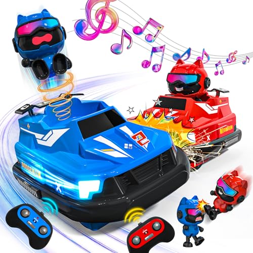 J JINPEI 2 Pack Remote Control Cars Toys, RC Bumper Cars with Light & Music for Age 6 Years Old,RC...