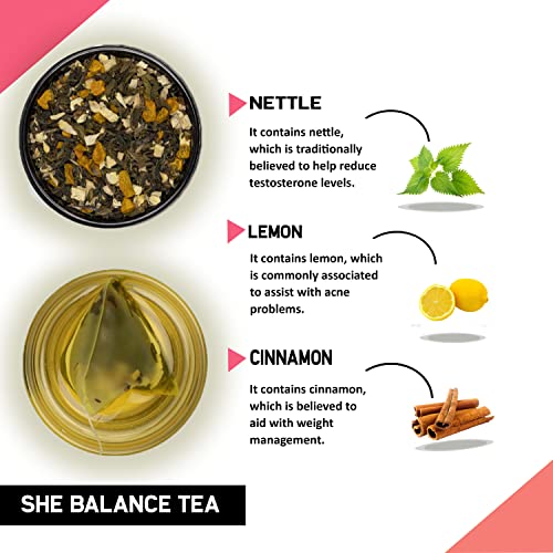 Image of TEACURRY PCOS Tea (30 Tea Bags, 1 Month Pack) - Helps with PCOS, Cycle and Weight Wellness - She Balance Tea, 60 Gms