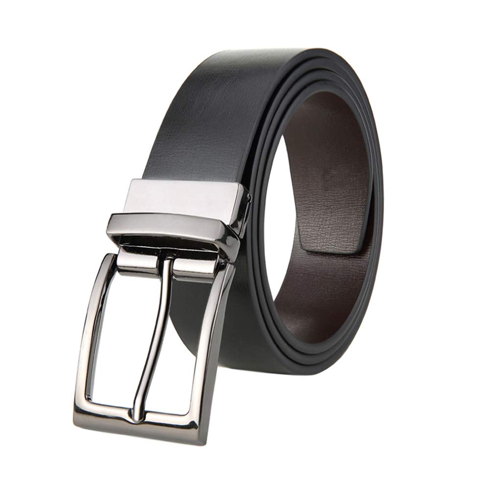 YudesundoLeather Belts for Men - Black Brown Stylish Formal Belt Reversible Leather Removable Rotated Buckle Man Jeans Suits Trouser Business