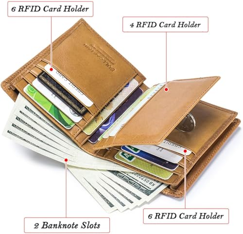 Spacious & Functional Genuine Leather Wallet RFID Blocking Card Holder Bifold Coin Purses Vintage Large Capacity Buckle Design Coins Pocket Clutch Purse4