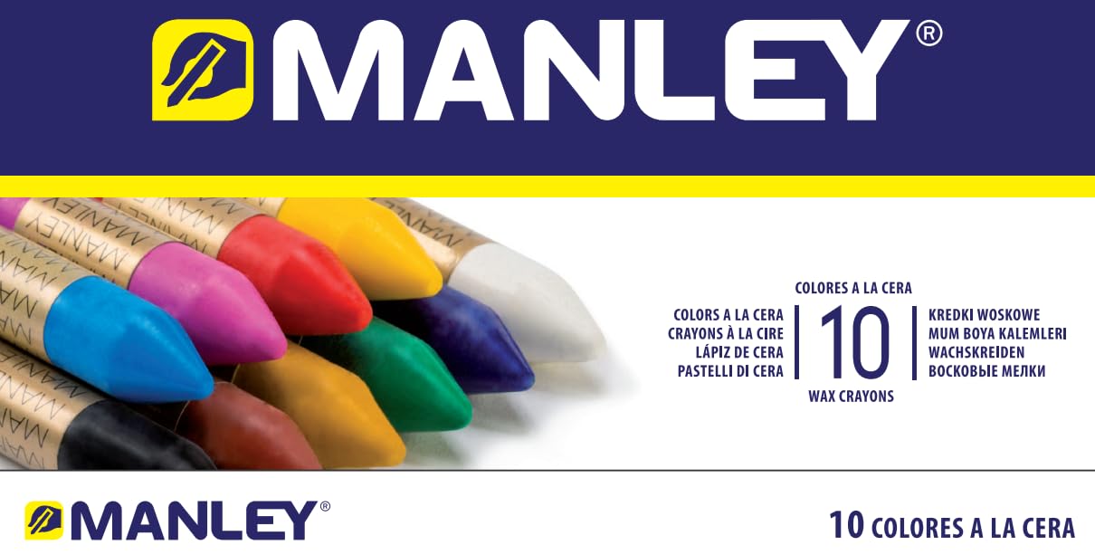 Manley 136118 - pudełko 10 kredek woskowych, różne kolory