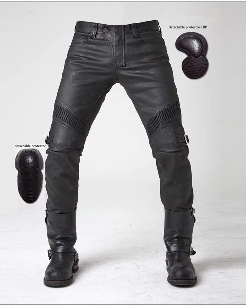 Pantaloni Moto Tessuto Impermeabile Uomo Protezione Motorcycle Pantaloni Rinforzato Slim Fit Armature Pants, 4 X Pad di Protezione