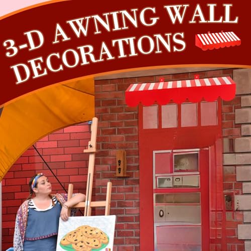 Image of Tallew 4 Pcs 3D Circus Awning Wall Decoration Farmers Market Party Decorations Carnival Awning for Halloween Carnival Theme Party Classroom Decorations(Red and White)