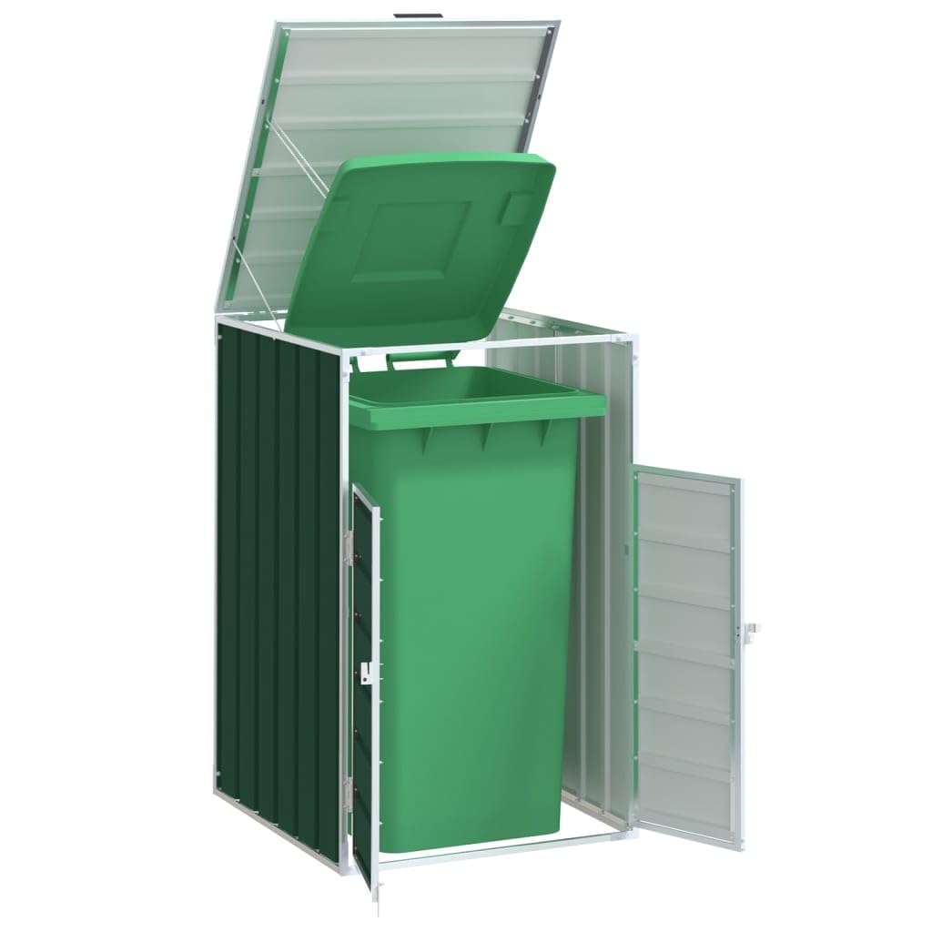 Genérico Cobertizo de contenedor de Basura Acero Verde 72x81x115 cm,Casa y jardín,Productos del hogar,Accesorios para contenedores de residuos,Soportes para contenedores de residuos-4006171