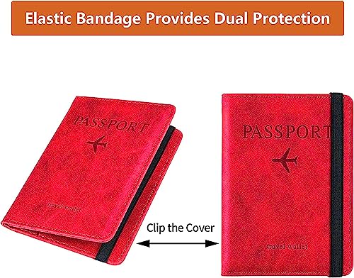 Image of House of Quirk Passport Holder Cover Travel Wallet Organiser, Passport Case with PU Leather Travel Document Holder for Men & Women Travel Accessories (Red)