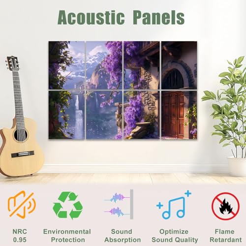 8 Pack Paneles Acústicos Artísticos Aislantes de Sonido Castillo Soñador para Habitación Infantil, Paneles Decorativos Rosados Autoadhesivos para Estudios y Oficina 48"x32" miniatura 3