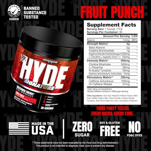 Image of ProSupps Mr. Hyde Signature Pre Workout Powder with Creatine, Beta Alanine & Caffeine - Performance, Energy & Endurance - Clean Fitness & Gym Supplements for Men & Women (Fruit Punch, 30 Servings)