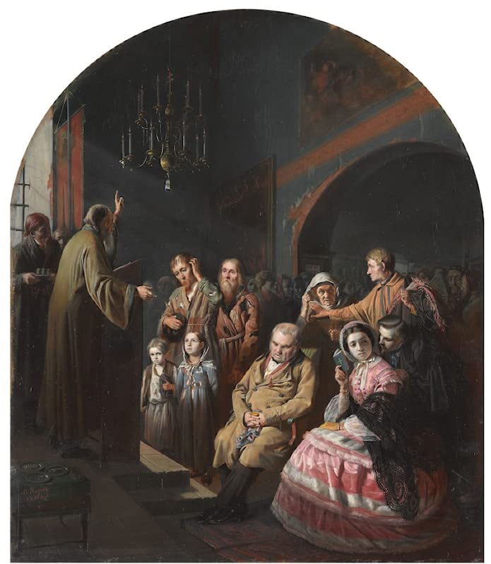 Tableau Sermon au village par Vasily Perov : l'art classique dans votre décoration de chambre