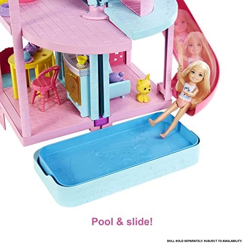 Barbie Doll House | Chelsea Playhouse with 2 Pets, Furniture and Accessories | Elevator, Pool, Slide, Ball Pit and More | Kids Toys and Gifts