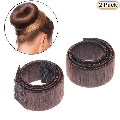 2pcs Fashion Hair Styling Disk Hair, Donut Former Foam DIY Tool (Dark Coffee)