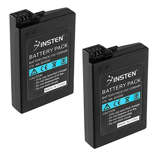 Insten 2Pcs High Capacity Replacement Battery Compatible with Sony PSP 2000 3000 Playstation Portable Slim PSP-2000 PSP-2001 PSP-3000 PSP-3001 PSP-3002 PSP-3004 Rechargeable Lithium Ion Batteries