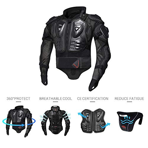 HEROBIKER Motorcycle Armor Full Body Armor Jacket Racing Amour Neck Guard Protective Gear Chest Protection Clothing Black Large - Image 3