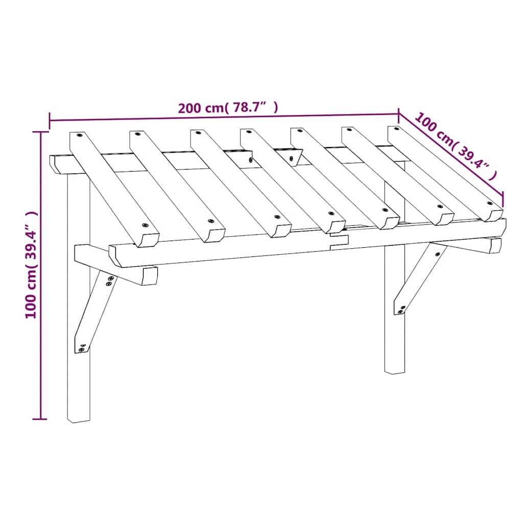 vidaXL Tettoia per Porta d'Ingresso 200x100x100 cm in Legno di Pino