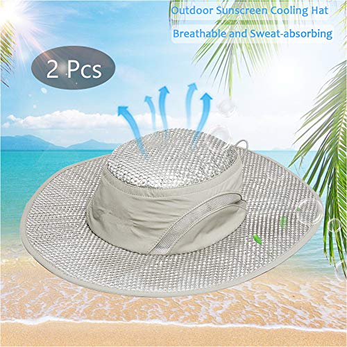 Summer Cooling Hat Wide Brim Sunscreen Hydro Cooling Sun for Men Women Grey