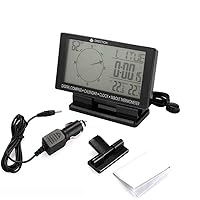 Vista 7 de Termómetro digital para coche negro con retroiluminación azul brújula reloj con LCD grande 3.9 pulgadas