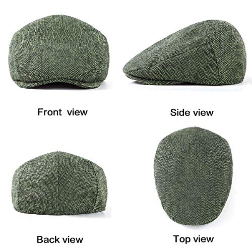 Image of LADYBRO 2 Pack Newsboy Hats for Men Wool Scally Cap Mens Flat Cap, Stylish Winter Cap for Man - Monkey Cap & Beanie Cap for Men