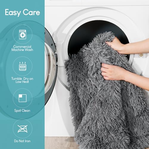 Image of Cottonblue Weighted Blanket 12lbs 60x80 inches for Queen Bed, Faux Fur Sherpa Weighted Blanket for Adults, Plush Cozy Bed Blanket with Glass Beads for Calm and Relax, Grey
