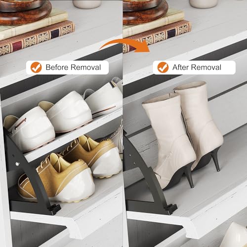 GarveeHome Shoe Cabinet with 3 Flip Drawers, Wooden Shoe Organizer with Adjustable Shelf, Shoe Storage for Entryway, Hidden Shoe Cabinet for Hallway, Living Room, White