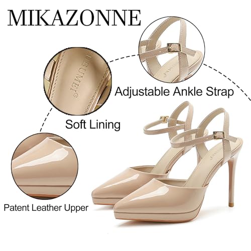 Women's Patent Leather Stiletto Slingback Pumps Pointed Closed Toe Ankle Strap High Heel Mule Sandals for Party Wedding Prom Dress Shoes3