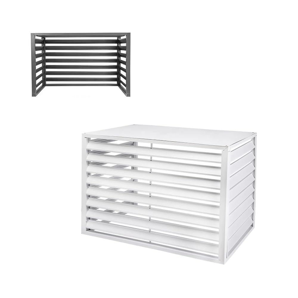 QYMYOZ Aluminum Air Conditioner Privacy Fence Screen Panel, Outdoor AC Cover for Pool Equipment Enclosure, Weatherproof White AC Hideaway (110x60x80cm/43.3x23.6x31.5in)