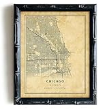 Chicago Illinois Vintage Poster - Chicago City Map Wall Art - Chicago Street Transit Map Print Picture - Chicago Art Wall Decor - Map Poster of Chicago Illinois - Decorative Artwork Souvenir Gift